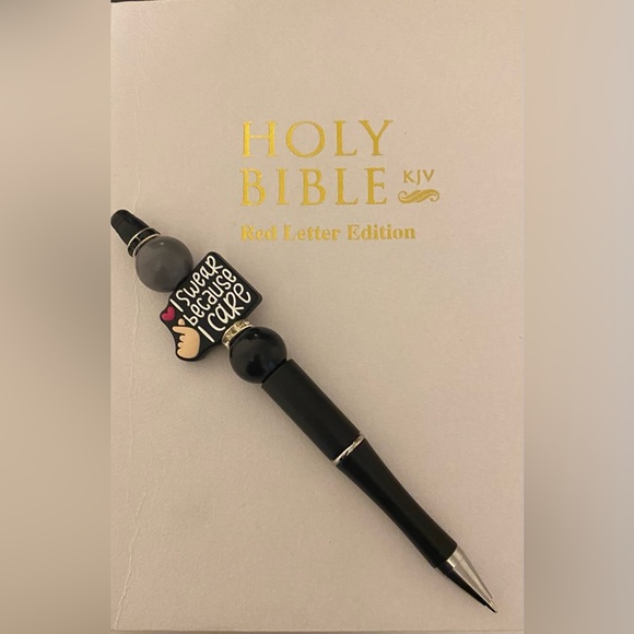 Other - I Swear Because I Care Beaded Pen